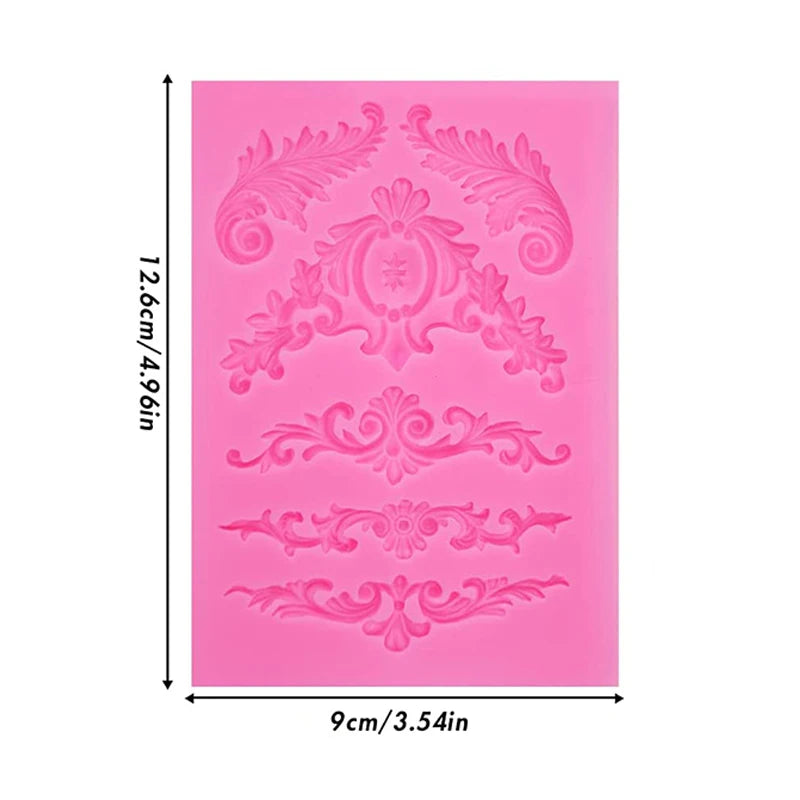 Baroque Style Curlicues Scroll Lace Fondant Silicone Mold Cake Border Decoration Cupcake Top Decoration Mold