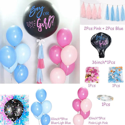 1 Set Giant Boy Or Girl Gender Reveal Black Latex Baby Shower Confetti Ballons