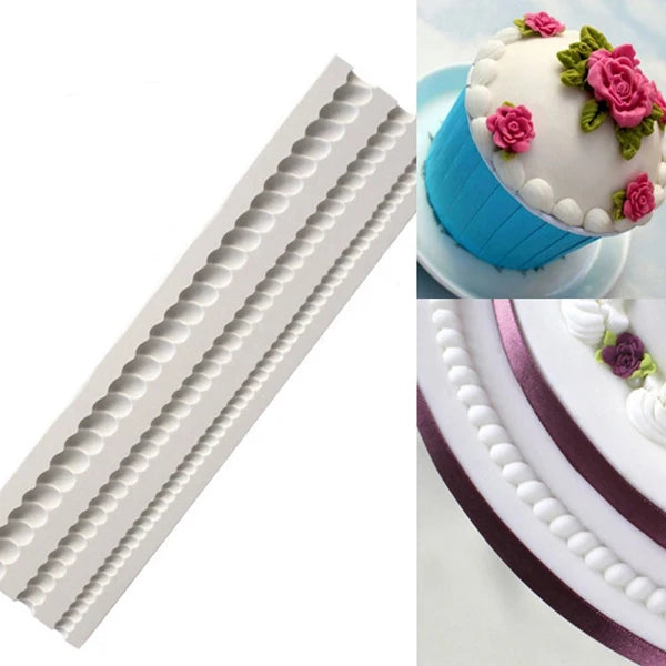 Pearl Rope Wave Flower Gemstone Shape Cake Side Lace Silicone Sugarcraft Mold Fondant Cake Decorating Tools