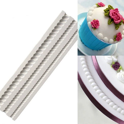 Pearl Rope Wave Flower Gemstone Shape Cake Side Lace Silicone Sugarcraft Mold Fondant Cake Decorating Tools