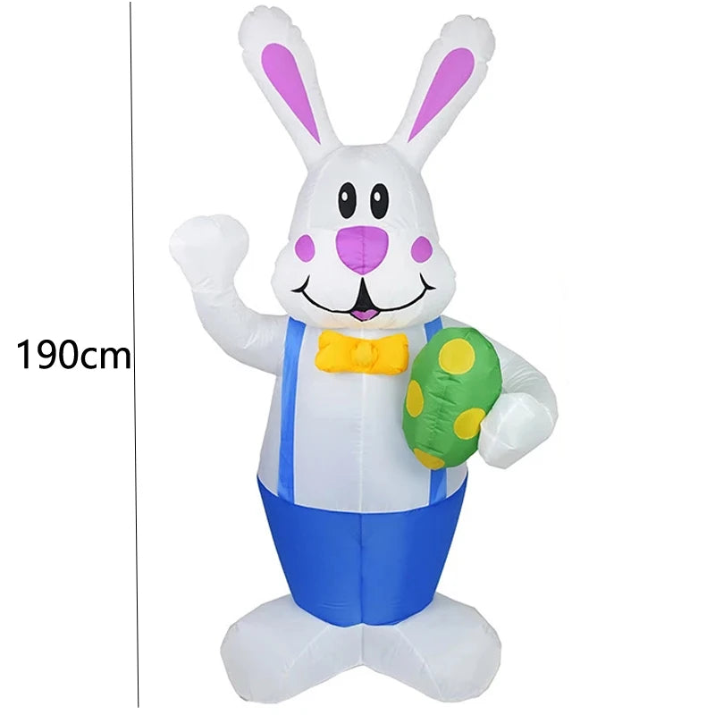 Easter Inflatable Outdoor Toys Easter Bunny Family Eggs Carrot with Build-in LEDs Blow Up Decorations for Party Yard Garden Lawn