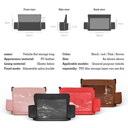 Newest Car Handbag Holder Interior Seat Middle Storage Bag PU Leather Auto Handbag Support Universal Rear Seat Ipad Phone Holder