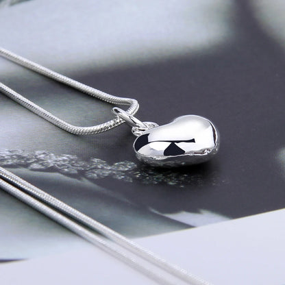 Sterling Silver 925 Solid Small Heart Pendant Necklace 16-30 Inch Snake Chain For Women Wedding Charm Fashion Jewelry