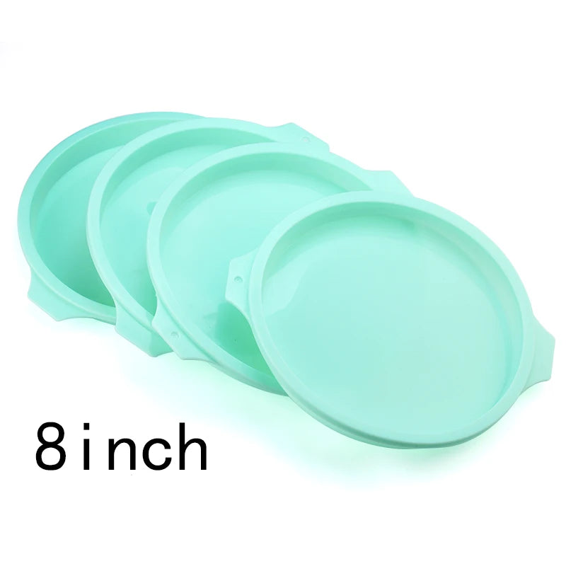 FAIS DU 2-8pcs Silicone Cake Pan 4/6/8inch Round Cake Layer Set Silicone Bakeware Mold for Baking Tools Rainbow Cake and Mousse