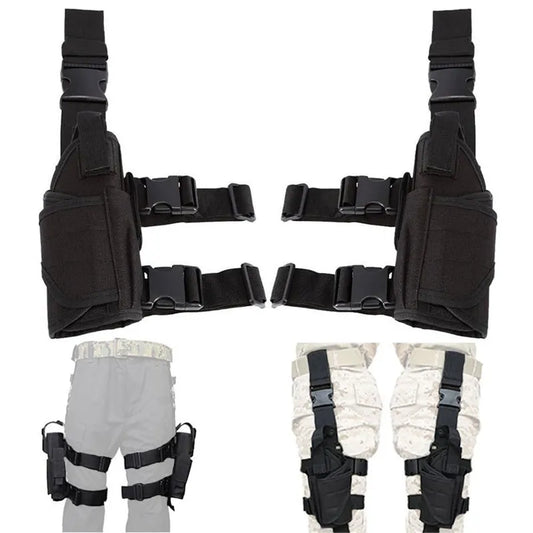 2 Pcs Universal Left Right Hand Gun Holster Adjustable Tactical Drop Leg Thigh Holster with Magazine Pouch
