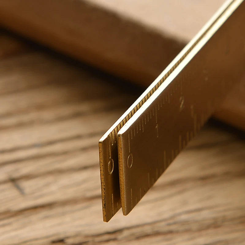 Vintage Brass Measuring Ruler – Creative Straight Ruler, Triangle Ruler & Protractor for Students and Stationery Lovers