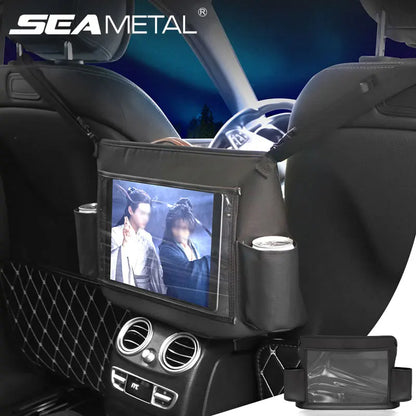 Newest Car Handbag Holder Interior Seat Middle Storage Bag PU Leather Auto Handbag Support Universal Rear Seat Ipad Phone Holder