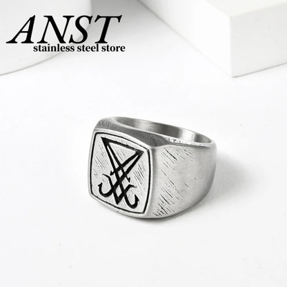 Vintage Lucifer Sigil Rock Ring – 316L Stainless Steel Seal
