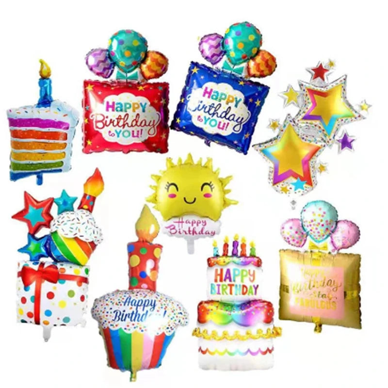 Rainbow Moon & Cloud Cake Gift Box Balloon – 1pc Aluminum Cartoon Birthday Party Decoration