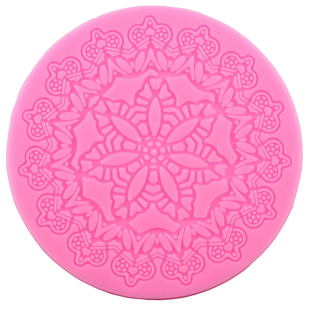 Round Crown Silicone Cake Mat – Fondant Lace Mold for Sugarcraft & Cake Decorating