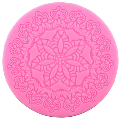 Round Crown Silicone Cake Mat – Fondant Lace Mold for Sugarcraft & Cake Decorating