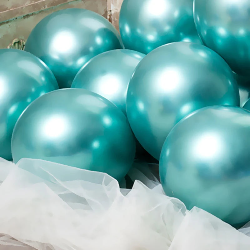 30/50/100pcs 5/10inch Metal Gold Silver Blue Green Purple Latex Balloons Wedding Happy Birthday Metal Chrome Air Helium Balloon