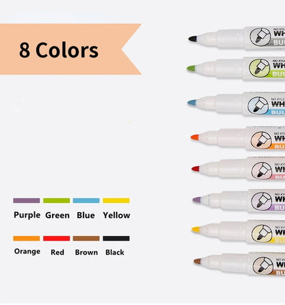 8Pcs Magnetic Erasable Whiteboard Marker Colors Set