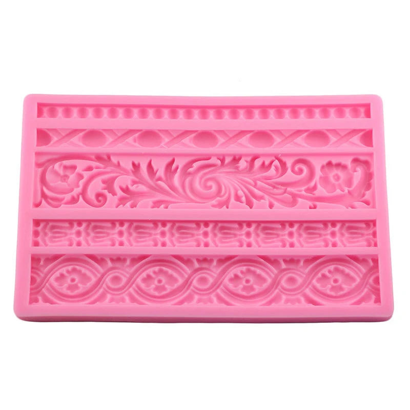 Baroque Scroll Relief Cake Border Silicone Mold Frame Fondant Cake Decorating Tools Candy Chocolate Gumpaste Moulds