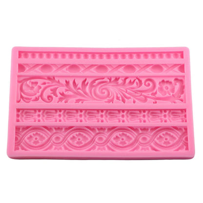 Baroque Scroll Relief Cake Border Silicone Mold Frame Fondant Cake Decorating Tools Candy Chocolate Gumpaste Moulds