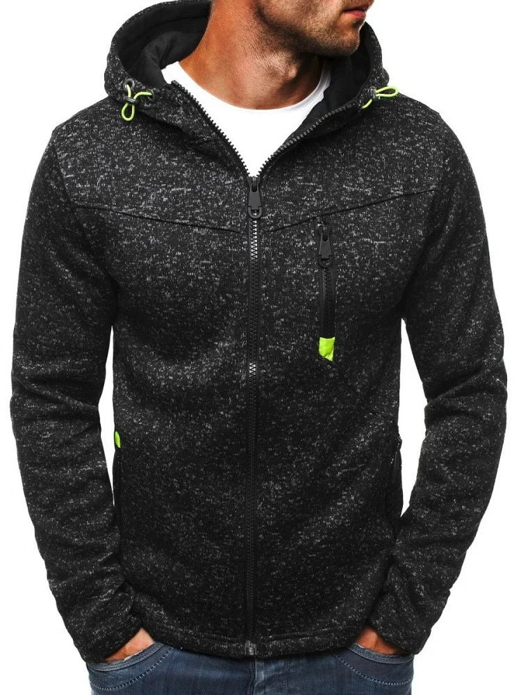 Men's Full Zip Hoodie Solid Color Zipper Hooded Daily Fitness Basic Thin Fleece Hoodies Sweatshirts Long Sleeve Blue Gray Black