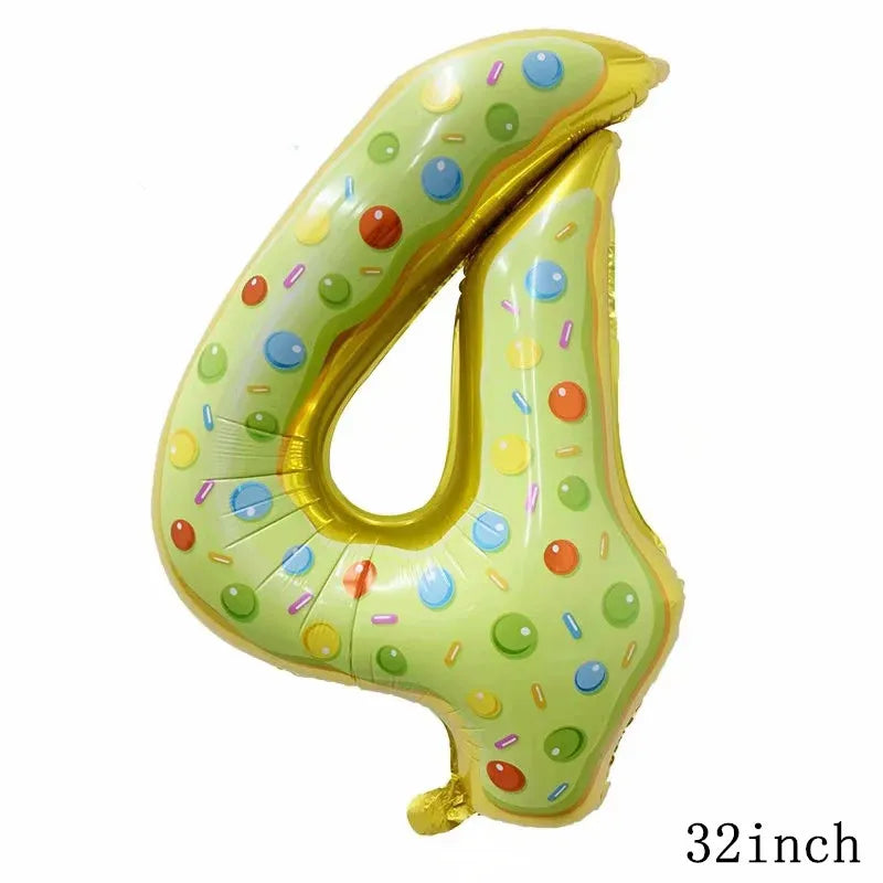 32Inch Donut globos Foil Balloon Fruit Ice Cream Helium Balloon Birthday Party Decoration Kids Toy Sweet Digital baby shower
