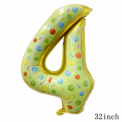 32Inch Donut globos Foil Balloon Fruit Ice Cream Helium Balloon Birthday Party Decoration Kids Toy Sweet Digital baby shower