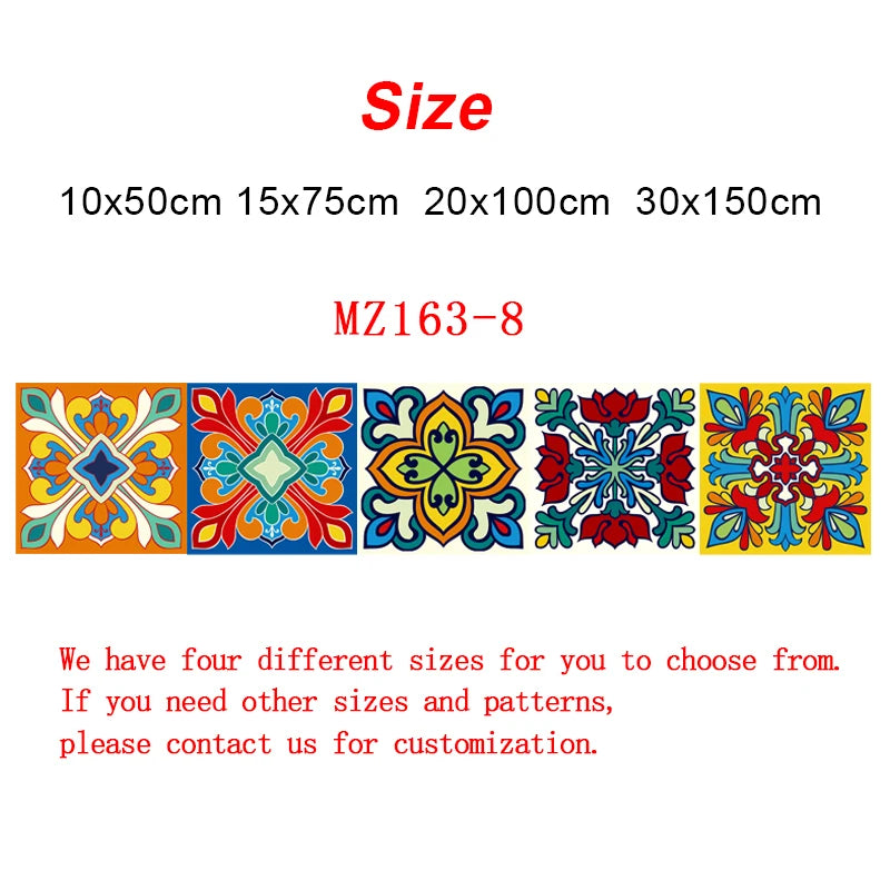 Colorful Pattern Ceramic Tiles Wall Sticker Tables Bathroom Kitchen Home Decor Wall Decals Waterproof Peel & Stick PVC Art Mural