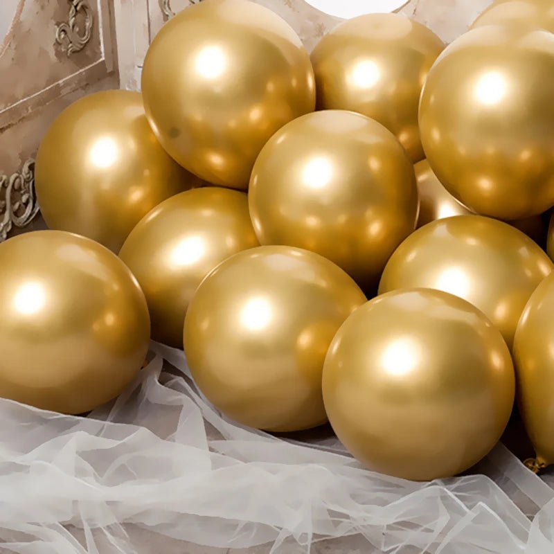 30/50/100pcs 5/10inch Metal Gold Silver Blue Green Purple Latex Balloons Wedding Happy Birthday Metal Chrome Air Helium Balloon