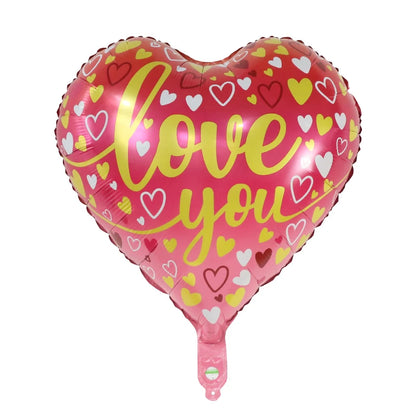 50‑Pack 18" Valentine’s Day Heart Foil Balloons – “I Love You” Helium Wedding & Romantic Party Decorations