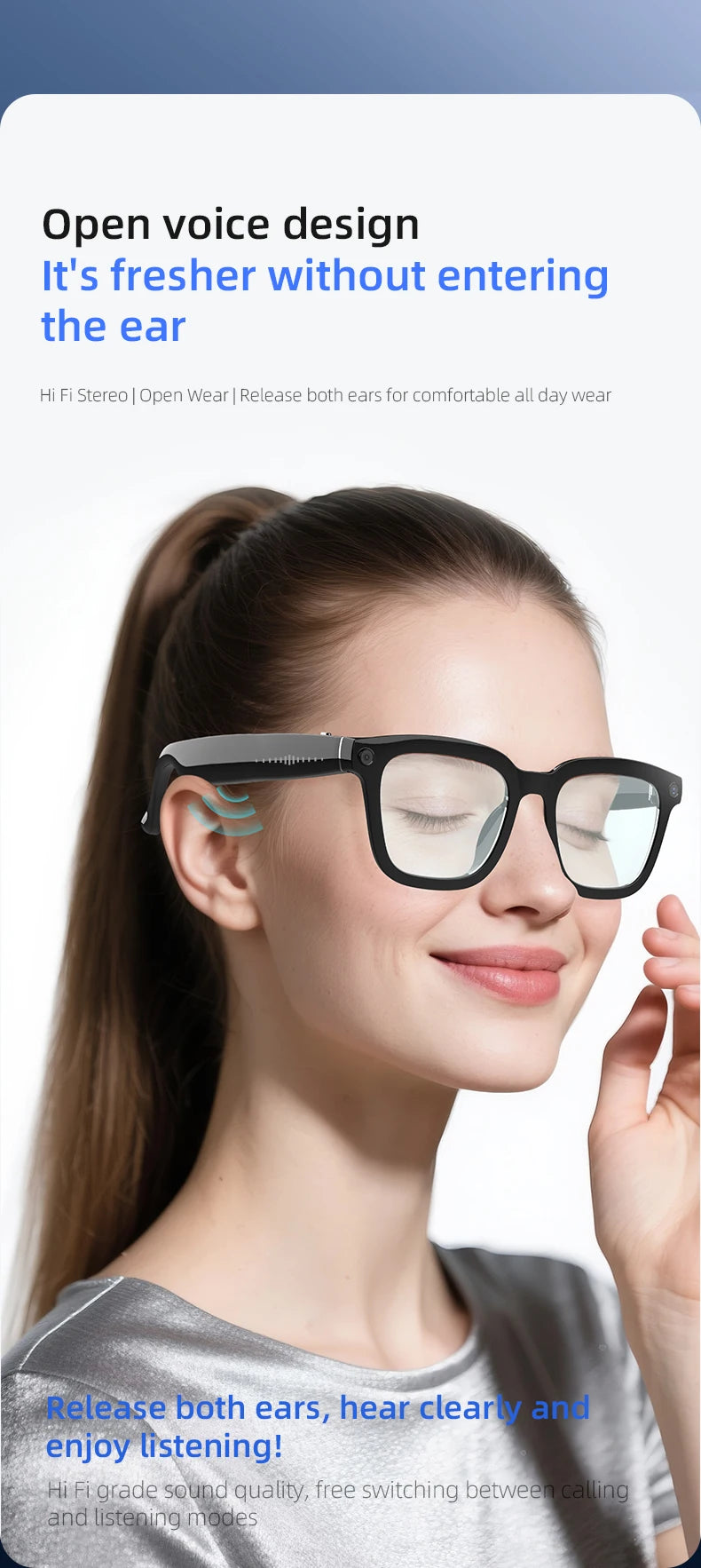 V03 AI Outdoor Smart Glasses Large WIFI Video Recording AI Voice Assistant 800W Camera Smart  Translator Glasses