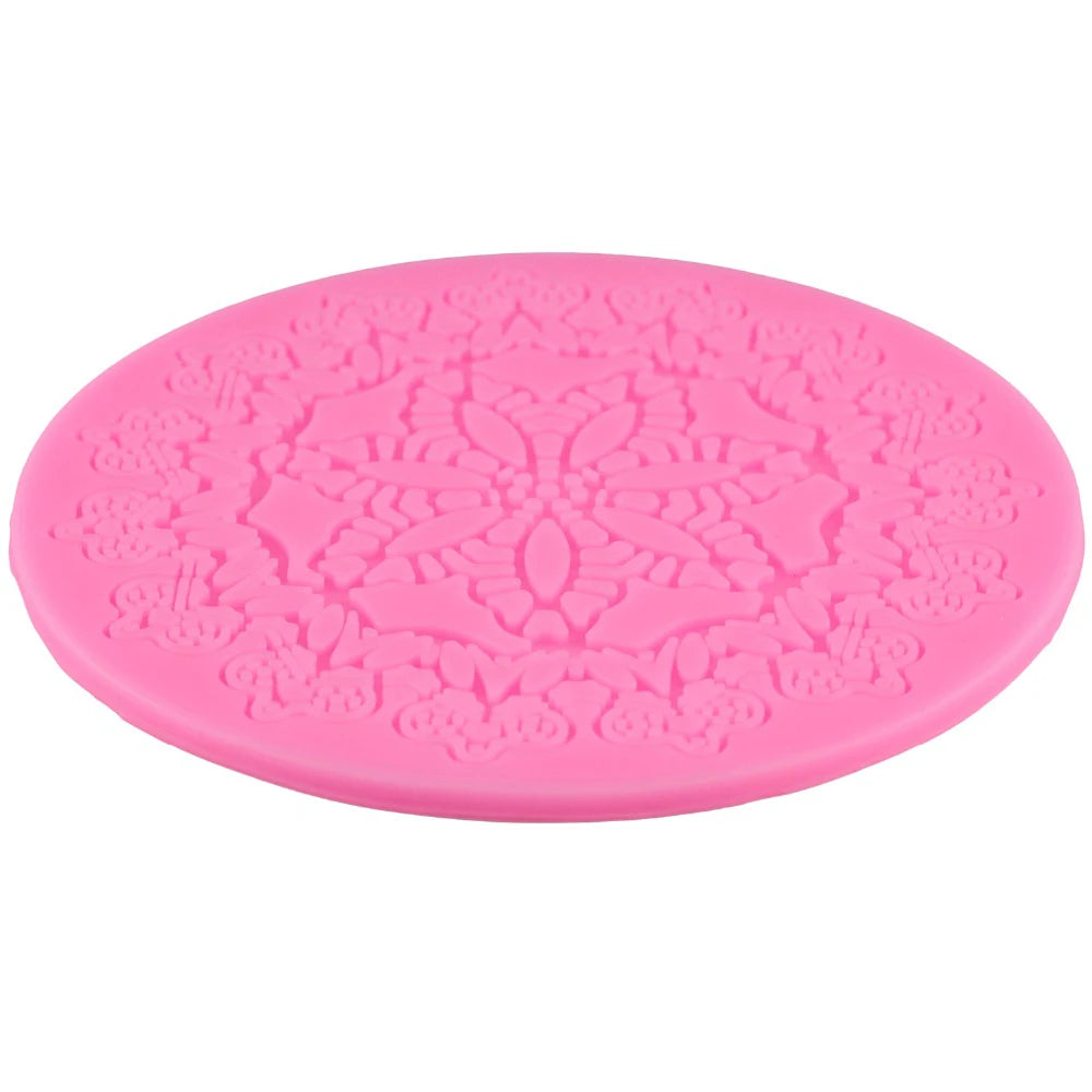Round Crown Silicone Cake Mat – Fondant Lace Mold for Sugarcraft & Cake Decorating