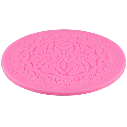 Round Crown Silicone Cake Mat – Fondant Lace Mold for Sugarcraft & Cake Decorating