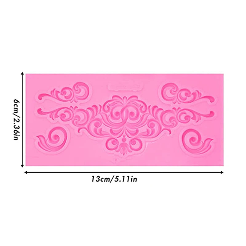 Baroque Style Curlicues Scroll Lace Fondant Silicone Mold Cake Border Decoration Cupcake Top Decoration Mold