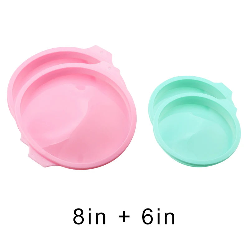 FAIS DU 2-8pcs Silicone Cake Pan 4/6/8inch Round Cake Layer Set Silicone Bakeware Mold for Baking Tools Rainbow Cake and Mousse
