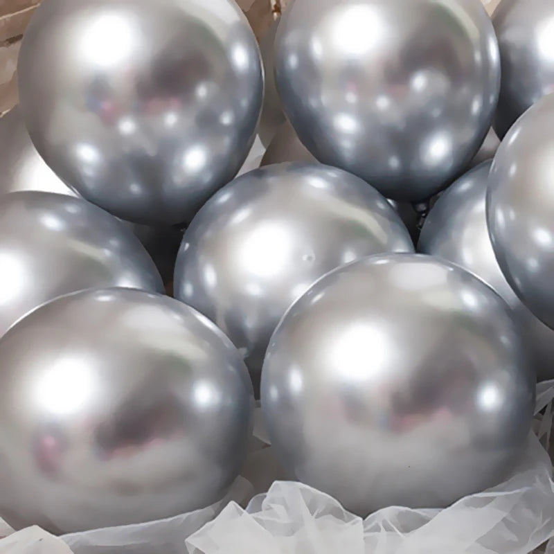 30/50/100pcs 5/10inch Metal Gold Silver Blue Green Purple Latex Balloons Wedding Happy Birthday Metal Chrome Air Helium Balloon