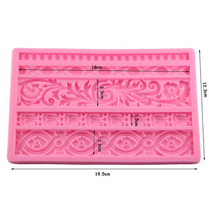 Baroque Scroll Relief Cake Border Silicone Mold Frame Fondant Cake Decorating Tools Candy Chocolate Gumpaste Moulds