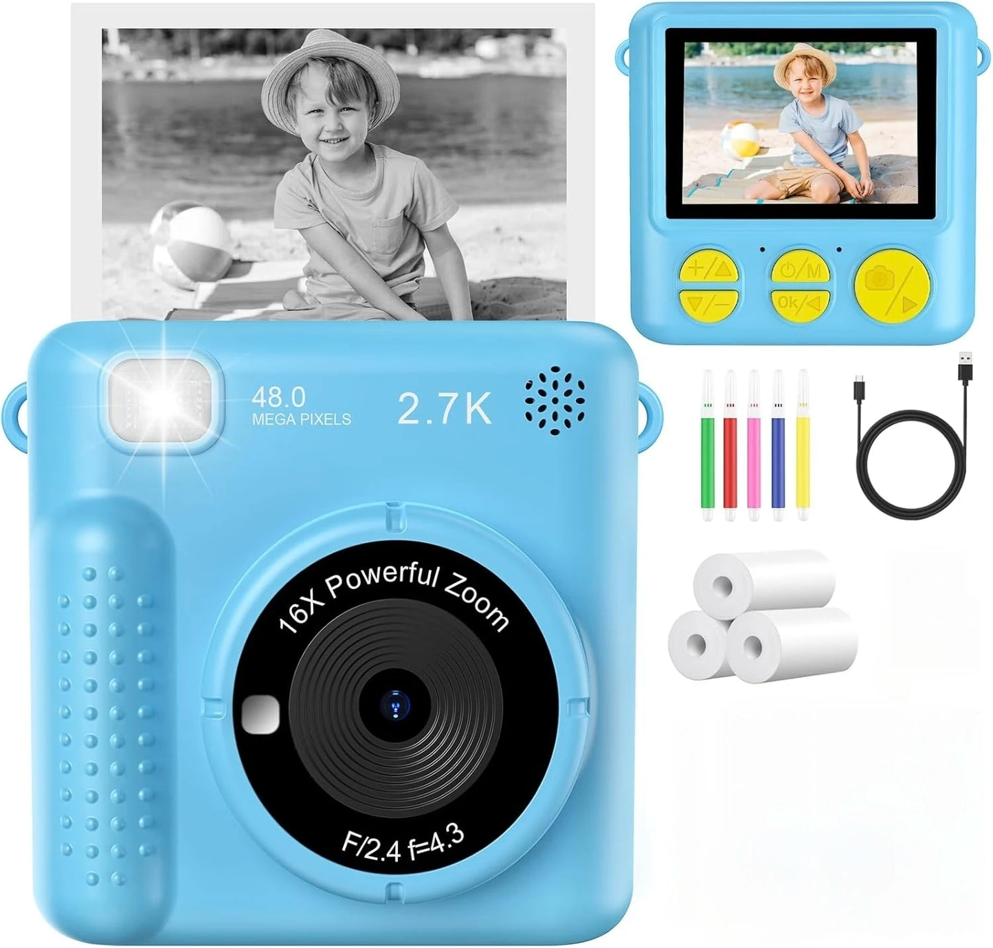 Instant Camera Print Photo Camera for Kids 1080P Picture HD Digital  Instant Camera Toys  Birthday Gifts