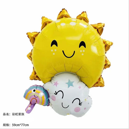Rainbow Moon & Cloud Cake Gift Box Balloon – 1pc Aluminum Cartoon Birthday Party Decoration