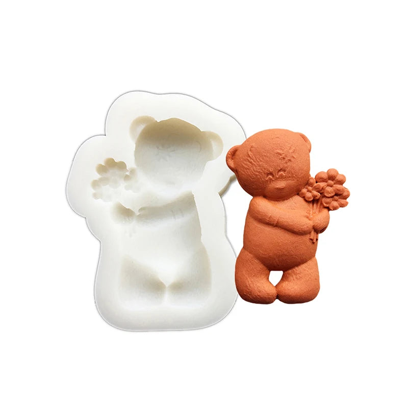 Cute Bear Silicone Sugarcraft Mold Resin Tools Cupcake Baking Mould Fondant Cake Decorating Tools