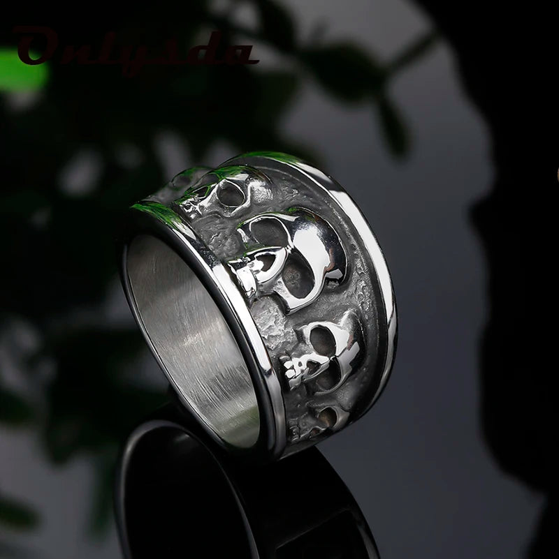 Steel Gothic Accessories Lost Skull Ring Anel Masculino Punk Jewelry Boyfriend Gift OSR731