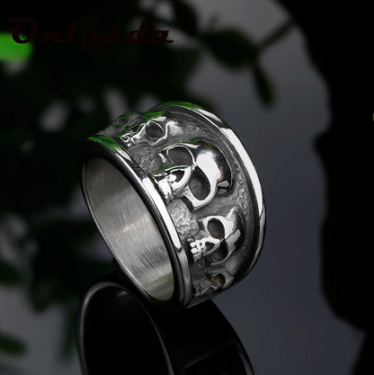 Steel Gothic Accessories Lost Skull Ring Anel Masculino Punk Jewelry Boyfriend Gift OSR731
