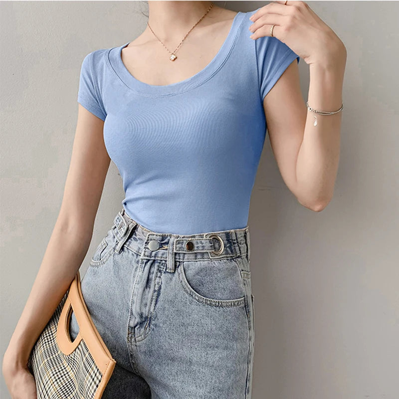 Women Cotton T Shirt Summer  Slim Top   16 Colors