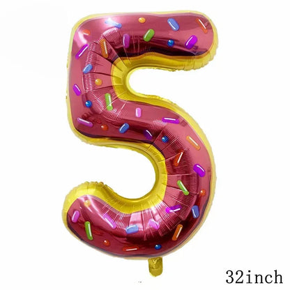 32Inch Donut globos Foil Balloon Fruit Ice Cream Helium Balloon Birthday Party Decoration Kids Toy Sweet Digital baby shower