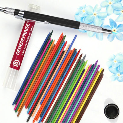 Mechanical Sketch Pencil 2.0mm – Includes 36‑Color Drawing Leads & Replacement Lead Set