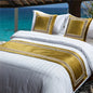 High-grade Pure Color Embroidery Bed Runners New Chinese Style Velvet Throw Runners Golden Red Bed Flag Covers Pillowcases