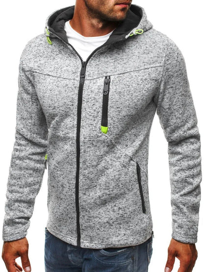 Men's Full Zip Hoodie Solid Color Zipper Hooded Daily Fitness Basic Thin Fleece Hoodies Sweatshirts Long Sleeve Blue Gray Black