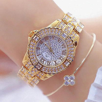Women's gold diamond rhinestone watches.