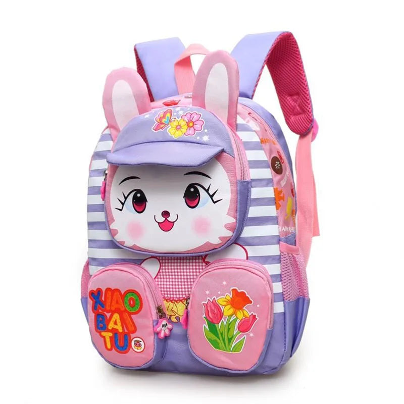 3D Rabbit & Tiger Kids Backpack – Cute Animal School Bag for Kindergarten & Preschool