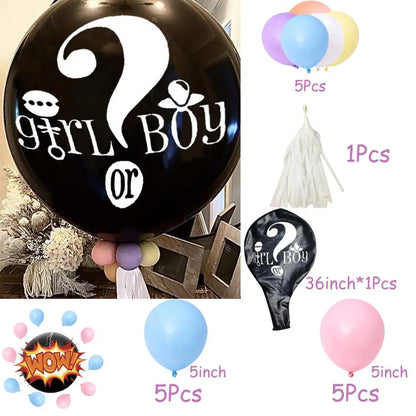 1 Set Giant Boy Or Girl Gender Reveal Black Latex Baby Shower Confetti Ballons