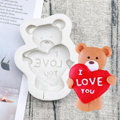 Bear LOVE Heart Silicone Sugarcraft Mold Resin Tools Chocolate Lollipop Cupcake Fondant Cake Decorating Tools