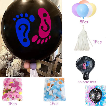 1 Set Giant Boy Or Girl Gender Reveal Black Latex Baby Shower Confetti Ballons