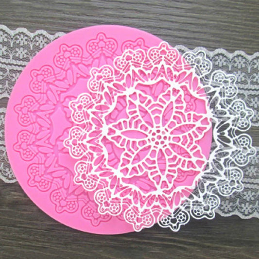 Round Crown Silicone Cake Mat – Fondant Lace Mold for Sugarcraft & Cake Decorating