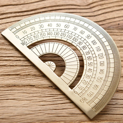 Vintage Brass Measuring Ruler – Creative Straight Ruler, Triangle Ruler & Protractor for Students and Stationery Lovers