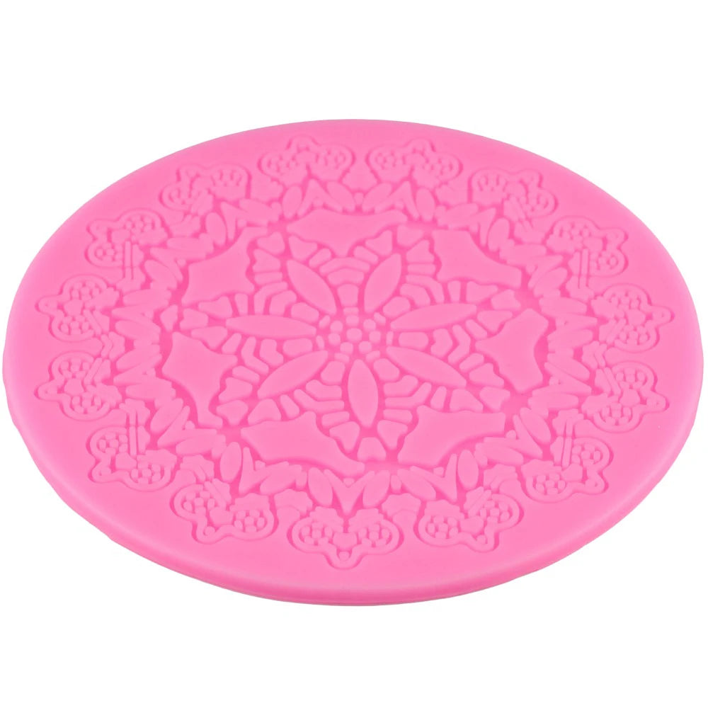 Round Crown Silicone Cake Mat – Fondant Lace Mold for Sugarcraft & Cake Decorating